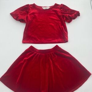 H&M Rich Red Velvet 2 Piece Set Size 3/4T